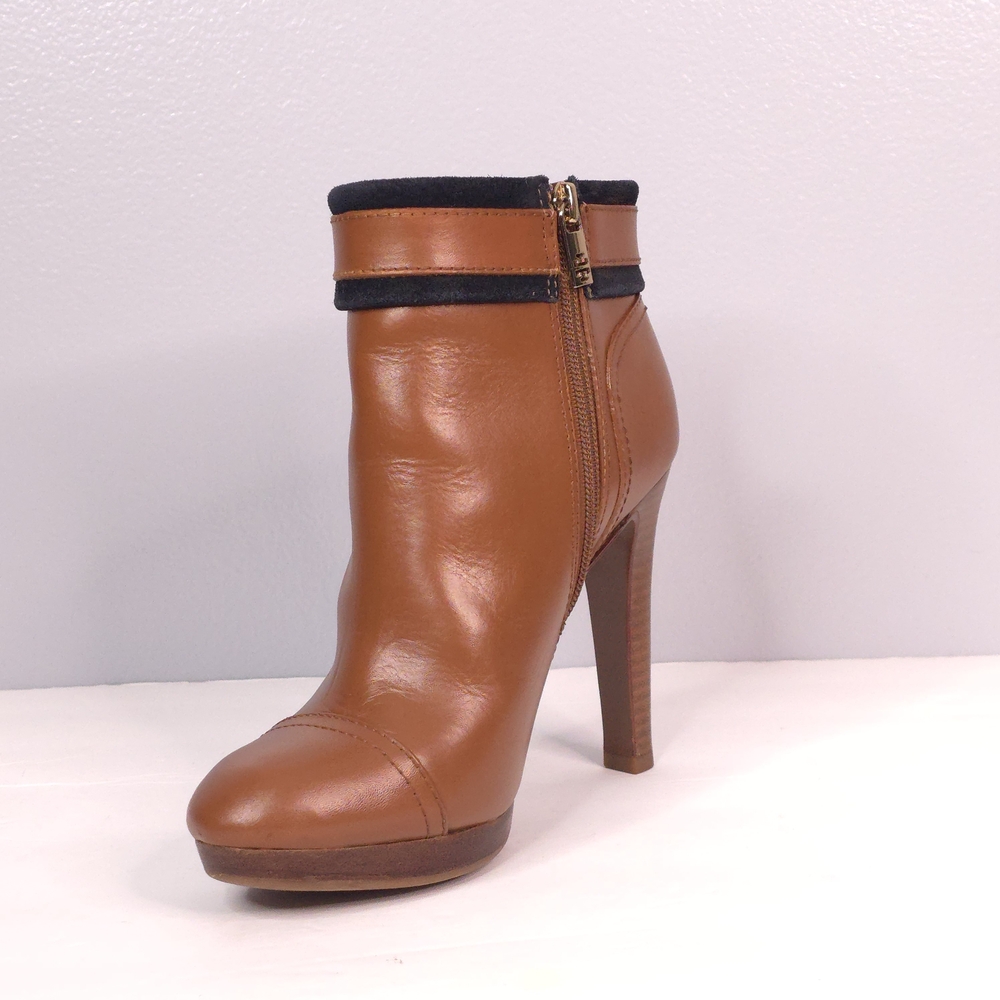 Tory Burch Cognac/Navy Belinda Ankle Bootie - Picture 7 of 12